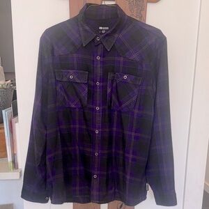 Outdoor Research Feedback Flannel Purple and Black Plaid Men's Shirt